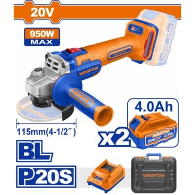Γωνιακός Τροχός Μπαταρίας Wadfow 950w για κοπή και λείανση με ισχύ.