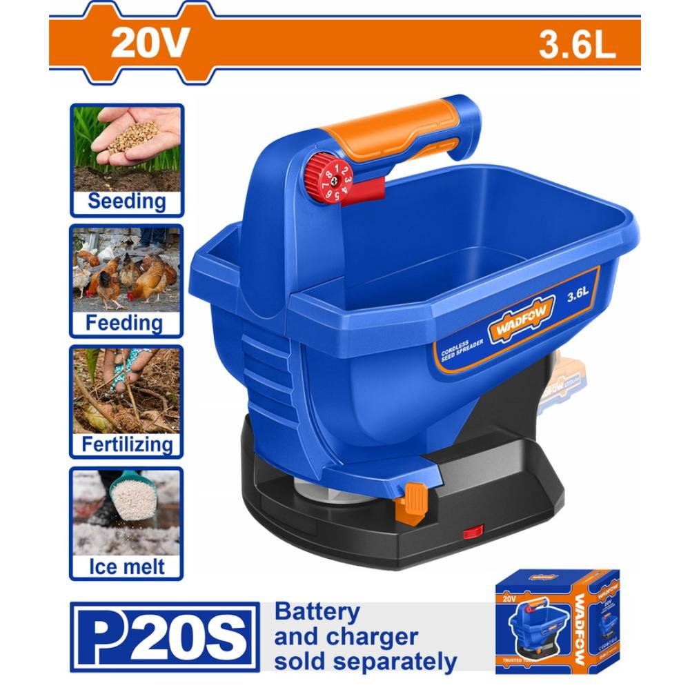 Διασκορπιστής Σπορών Μπαταρίας Wadfow για ομοιόμορφη διανομή σπόρων.