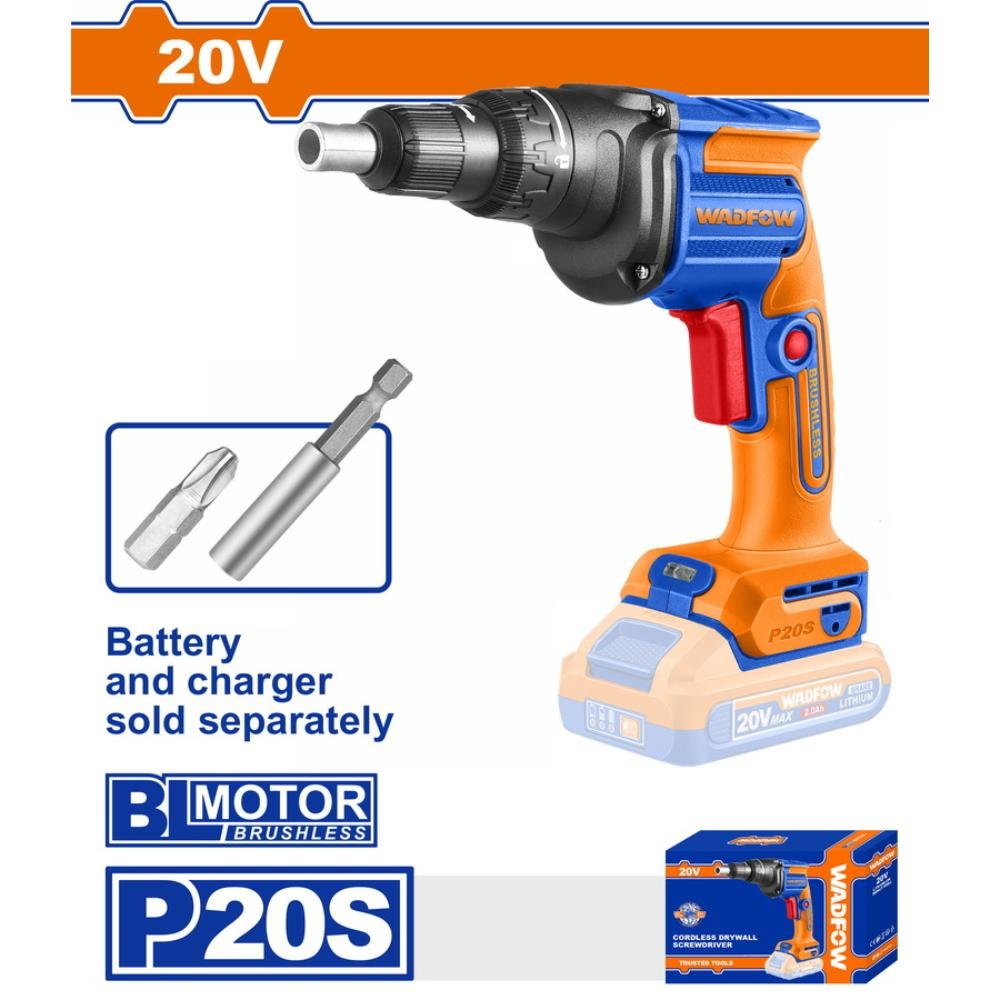 Κατσαβίδι Γυψοσανίδας Μπαταρίας Wadfow σε χρήση για γρήγορη βίδωμα γυψοσανίδας.