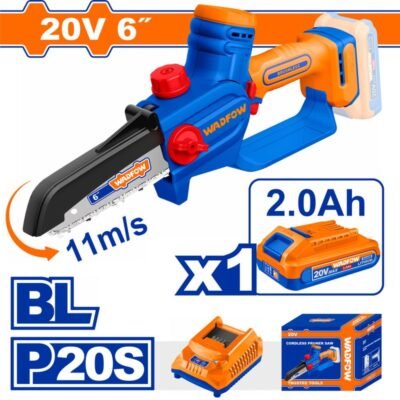 Κλαδευτικό Αλυσοπρίονο Μπαταρίας Wadfow WCLP562E σε κοντινή προβολή για κλάδεμα.