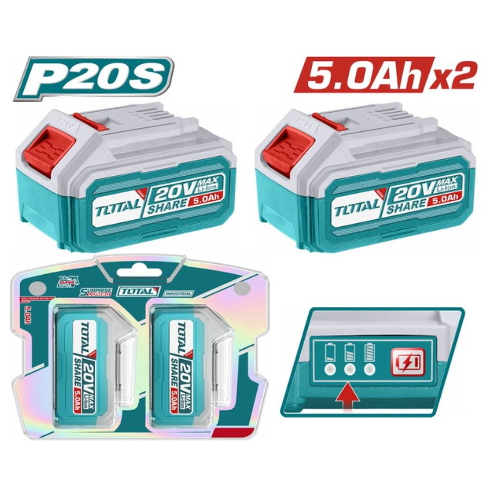 Μπαταρίες Total Set-2 tmx 20v/5ah Tosli240464e σετ δύο τεμαχίων για εργαλεία Total.