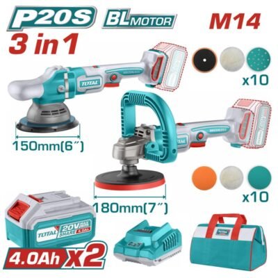 Σετ Γωνιακών Αλοιφαδόρων Total 20v για επαγγελματικό γυάλισμα