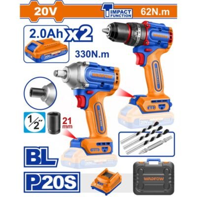 Σετ Δραπανοκατσάβιδο + Μπουλονόκλειδο Wadfow Wck20275e υψηλής ισχύος