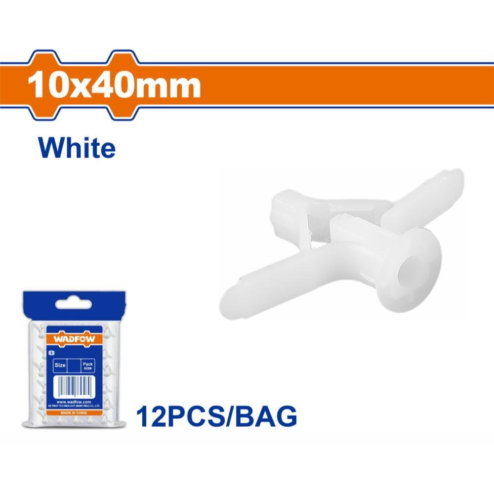 Βύσμα Πλαστικό Γυψοσανίδας Wadfow Πεταλούδα 10x40mm για ασφαλή στερέωση σε γυψοσανίδες