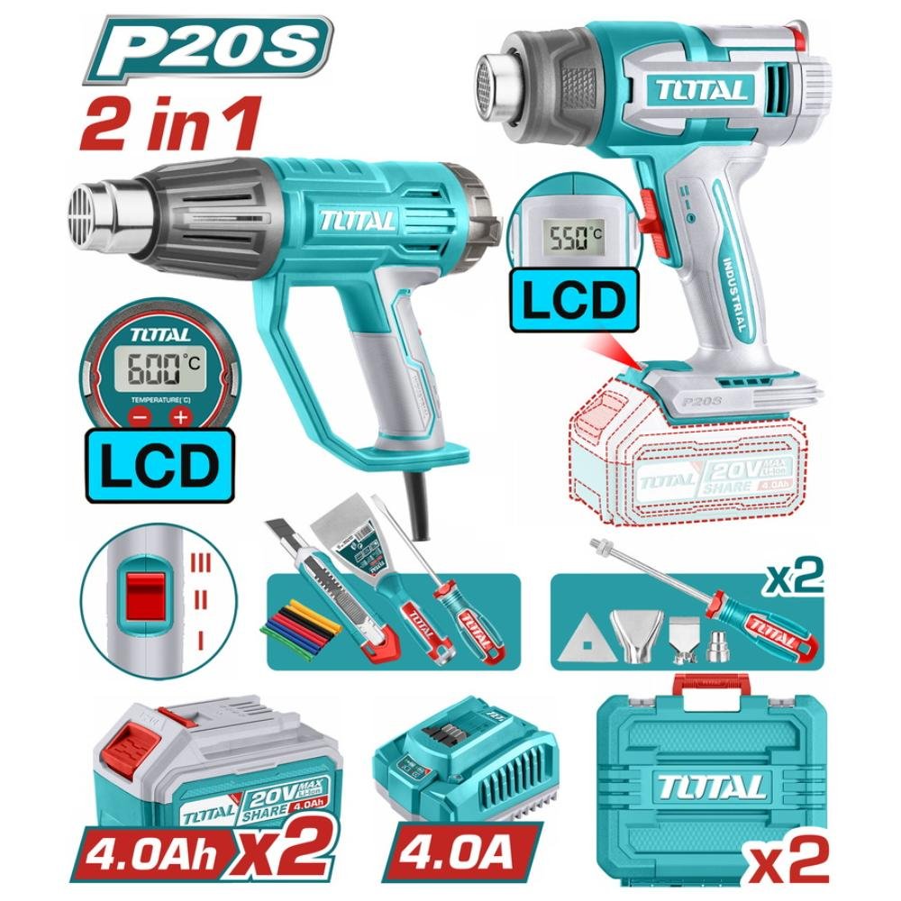 Πιστόλια Θερμού Αέρα Μπαταρίας Total Tosli241188e για επαγγελματικές εργασίες