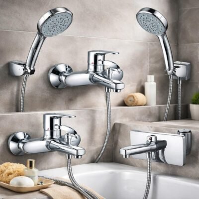 Βρύσες - Μπαταρίες μπανιέρας και ντουζιέρας σε μοντέρνο μπάνιο