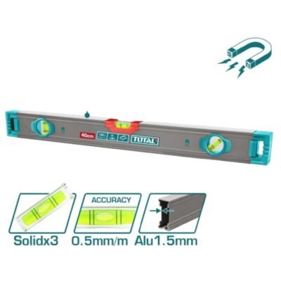 Επαγγελματικό Αλφάδι Αλουμίνιου Total Μαγνητικό ακριβείας με ισχυρό μαγνήτη για επαγγελματική χρήση