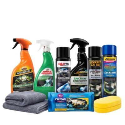 Γυαλιστικά & Καθαριστικά Ταμπλό Αυτοκινήτου – προϊόντα για καθαρό και λαμπερό ταμπλό αυτοκινήτου σε λευκό φόντο