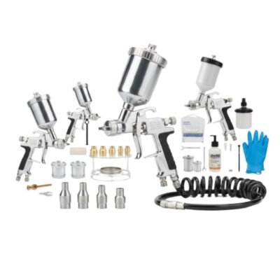 Πιστόλια Βαφής Αέρος σε λευκό φόντο, ιδανικά για ακριβή εφαρμογή βαφής και λεπτομέρειες