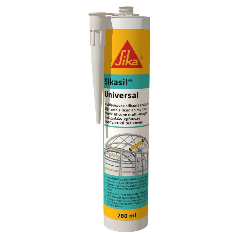 Σιλικόνη Sika Sikasil Universal 280ml ακετοξική σφραγιστική σιλικόνη για υαλοπίνακες και μη πορώδη επιφάνειες