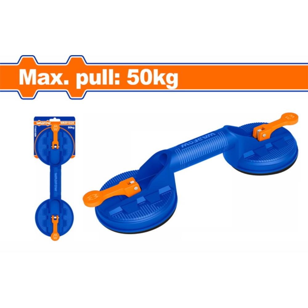 Wadfow Διπλή Βεντούζα Τζαμιών 50kg με λαβή ABS και διάμετρο 115mm για ανύψωση και μεταφορά τζαμιών