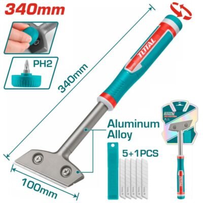 Επαγγελματική Μεταλλική Ξύστρα Total 340mm TGS3088 για αφαίρεση χρωμάτων και καθαρισμό επιφανειών