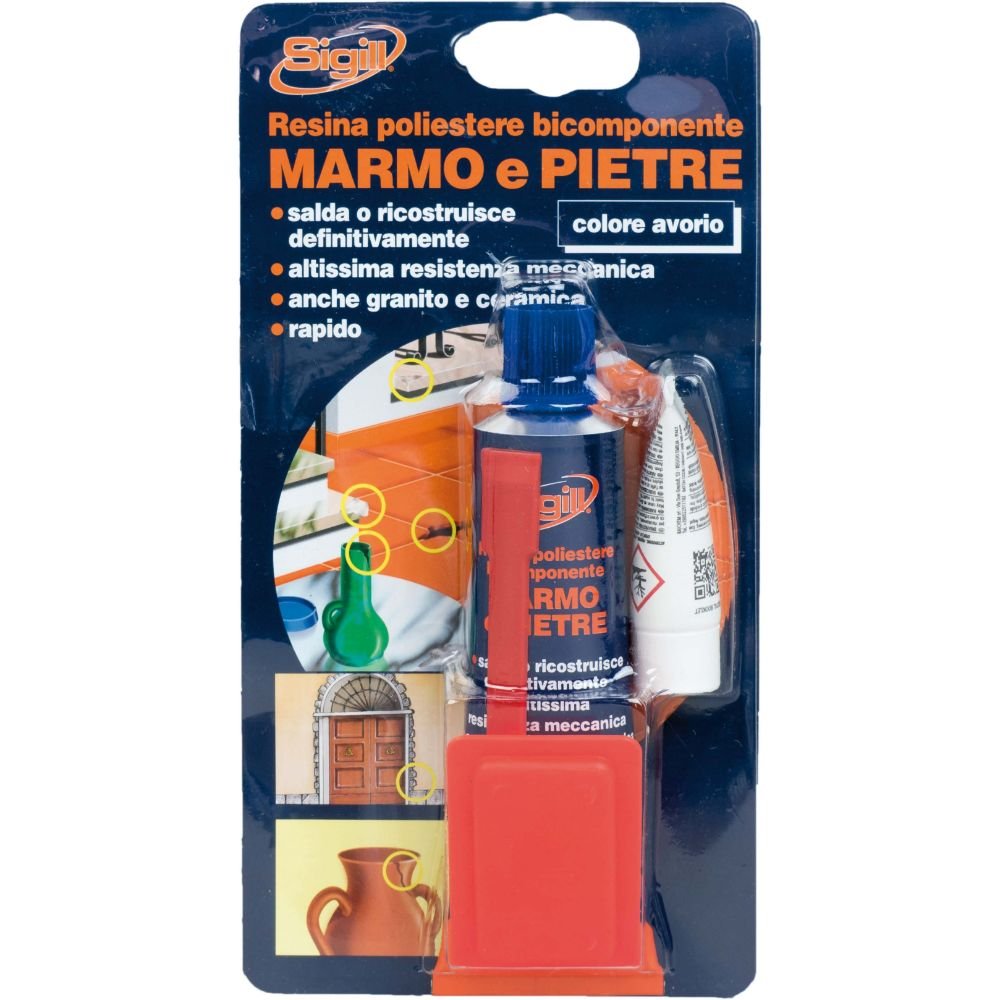 Κόλλα Κεραμικών Sigill 60ml για γρήγορη και ισχυρή συγκόλληση μαρμάρου, γρανίτη και κεραμικών σε εργαλεία και επιφάνειες.