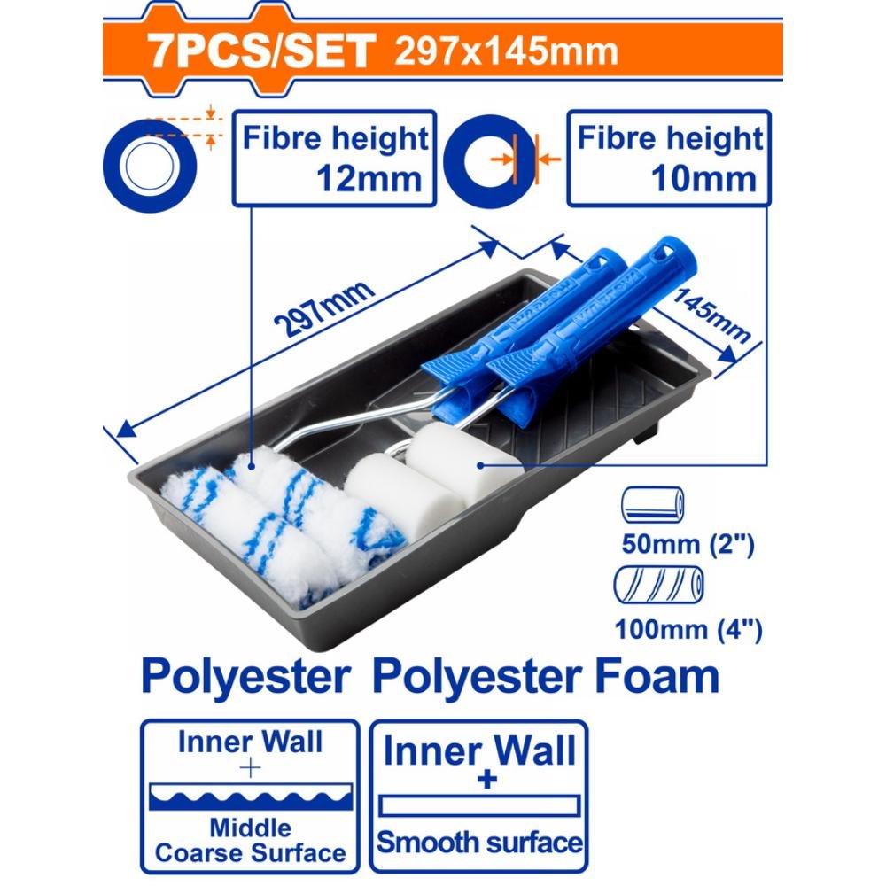 Σετ Ρολάκια Βαφής Wadfow 7 τεμαχίων για εύκολο και ομοιόμορφο βάψιμο τοίχων και επιφανειών.