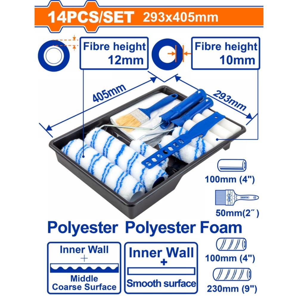 Σετ Ρολών Βαφής Wadfow 14 τεμαχίων για εύκολο και ομοιόμορφο βάψιμο τοίχων και επιφανειών.
