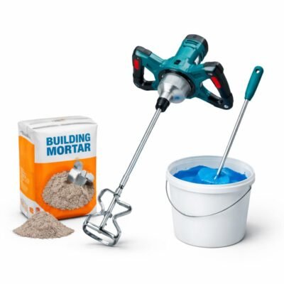 Αναδευτήρες Κονιαμάτων & Χρωμάτων ηλεκτρικός αναδευτήρας με εξάρτημα ανάμιξης για δομικά υλικά και βαφές σε λευκό φόντο