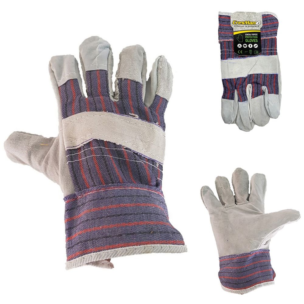 Γάντια Δερματοπάνινα Γκρι-Μπλε 115gr Cresman ανθεκτικά γάντια εργασίας για προστασία χεριών
