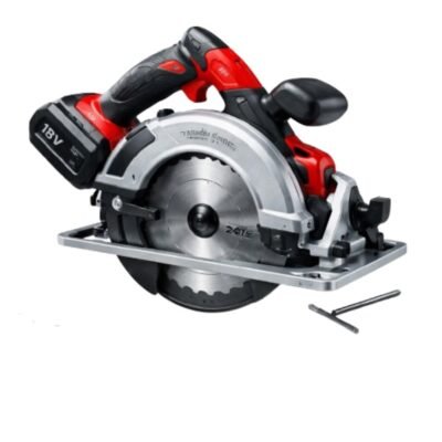 Δισκοπρίονα επαγγελματικό φορητό με μπαταρία και δίσκο κοπής σε λευκό φόντο