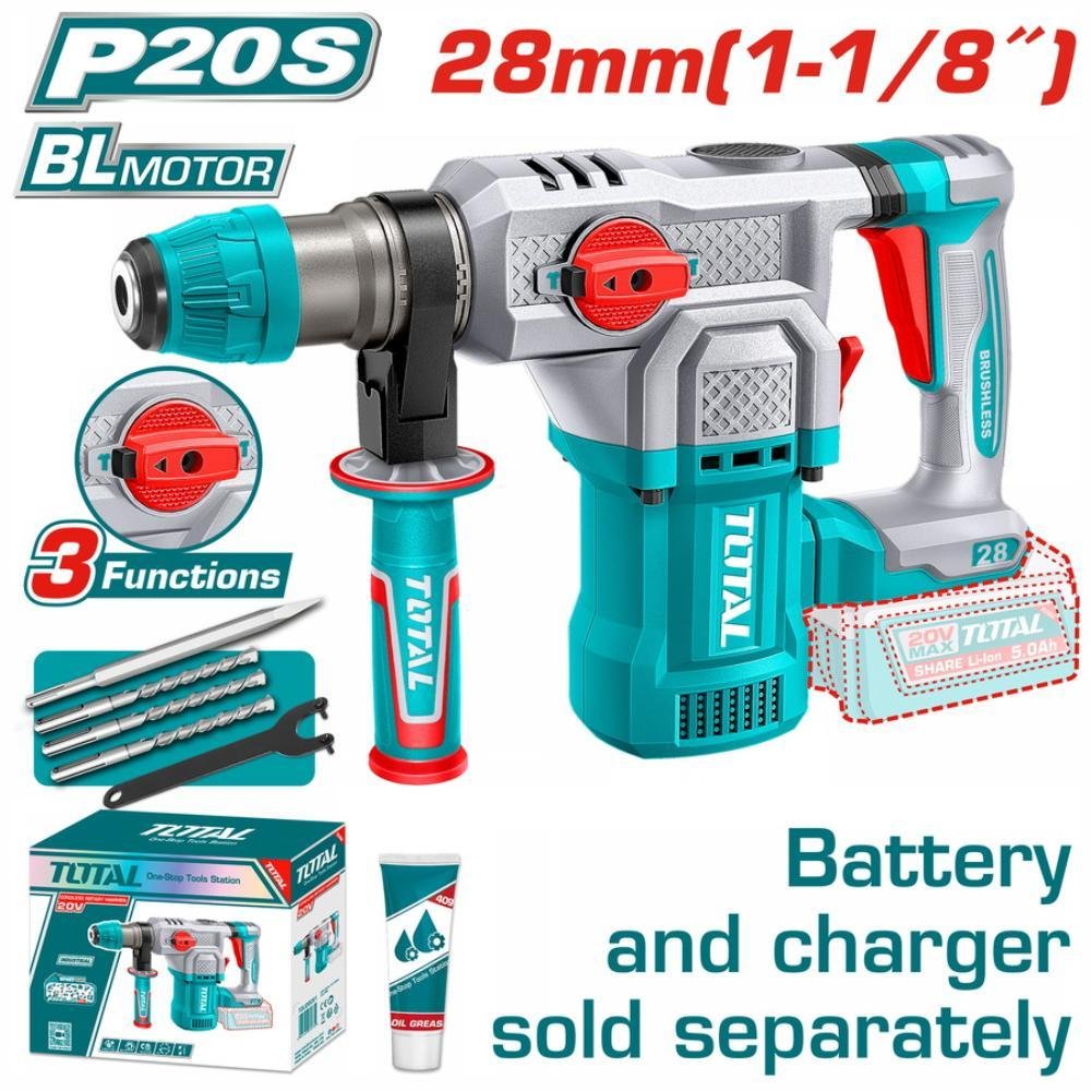 Επαγγελματικό Δράπανο Πιστολέτο Total Trhli20286 20V για διάτρηση μπετόν και τοιχοποιίας έως 28mm