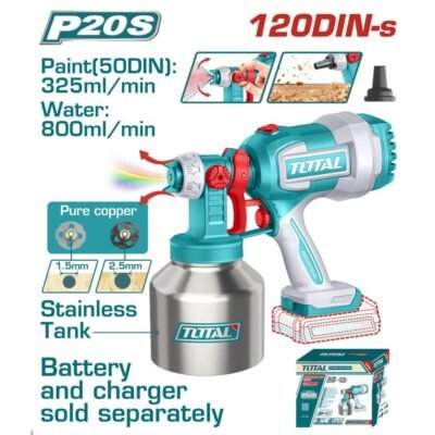 Ηλεκτρικό Πιστόλι Βαφής Μπαταρίας Total Tsgli20041 με inox δοχείο και λειτουργία φυσητήρα