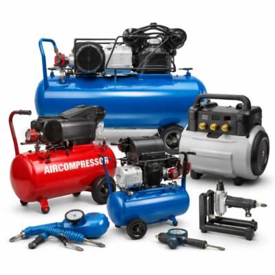 Κομπρεσέρ Αέρος επαγγελματικού τύπου σε λευκό φόντο κατάλληλο για συνεργείο και οικιακή χρήση