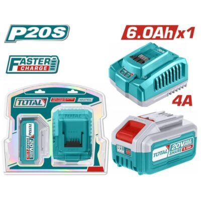 Σετ Μπαταρία Και Ταχυφορτιστής Total 6ah με μπαταρία Li-Ion 20V και ταχυφορτιστή για εργαλεία