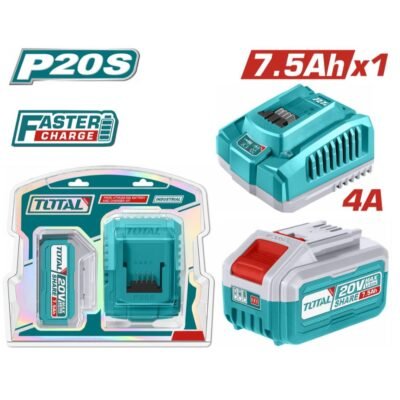 Total Επαγγελματικό Σετ μπαταρίας και ταχυφορτιστή με μπαταρία Li-Ion 20V και ταχυφορτιστή για εργαλεία