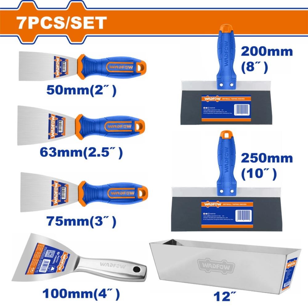Σετ Σπάτουλες Wadfow 7 Τμχ για στόκο, σοβά και προετοιμασία επιφανειών