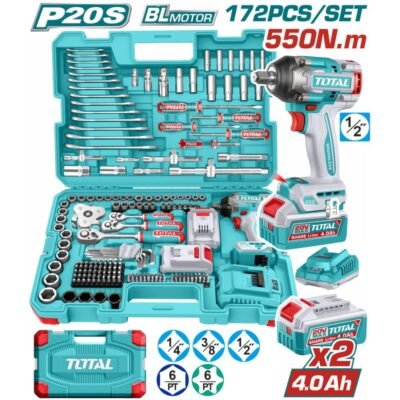 Total THKTHP41728E Σετ Μπουλονόκλειδο 172 Τεμαχίων με μπουλονόκλειδο μπαταρίας 20V 550Nm και αξεσουάρ