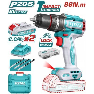 Κρουστικό Δραπανοκατσάβιδο Total Brushless TIDLI208687E 20V με τεχνολογία Brushless και ισχυρή ροπή 86Nm