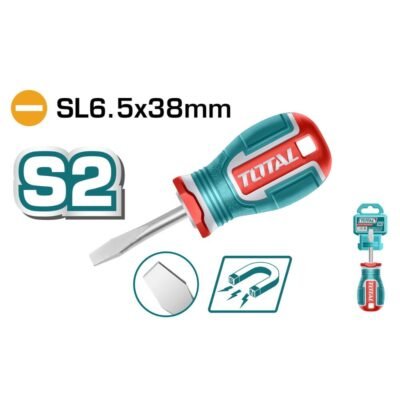 Total Κατσαβίδι Ίσιο Νάνος Μαγνητικό SL με μύτη SL6.5 και εργονομική λαβή για επαγγελματική χρήση