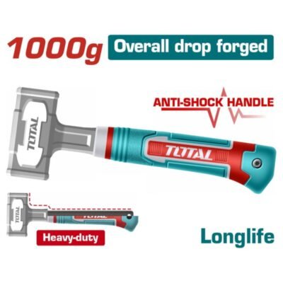 Βαριοπούλα Μηχανικού Total 1000gr THSTH61000L με κεφαλή βαρέως τύπου και τρίχρωμη εργονομική λαβή
