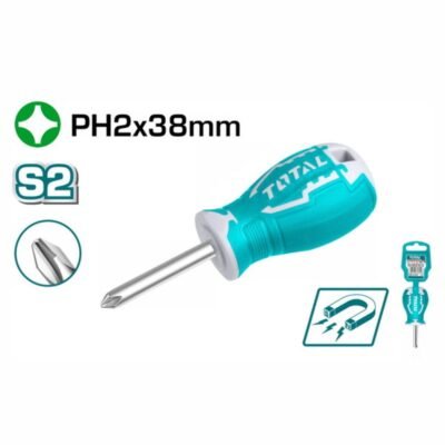 Κατσαβίδι Total PH2 38mm Μαγνητικό με σταυροειδή μύτη και μικρό μήκος για ακριβείς εργασίες