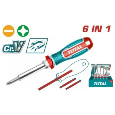 Κατσαβίδι Μαγνητικό Total THT2506076 με μύτες CR-V PH/SL και Άλλεν για εργασίες συναρμολόγησης και επισκευής.