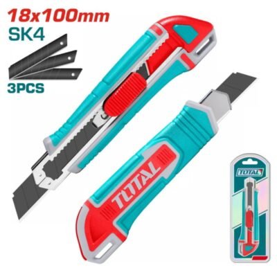 Μαχαίρι Μοκέτας Total 18mm THT522136 με λεπίδα 18x100mm και 3 λεπίδες SK4