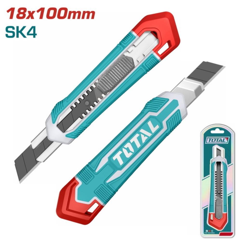 Μαχαίρι Μοκέτας Total 18mm THT511815 με λεπίδα SK4 18x100mm και επίπεδο κουμπί