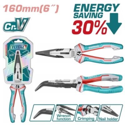 Πλατυτσίμπιδο με κυρτή μύτη Total THT24616S 160mm υψηλής μόχλευσης 30% Cr-V