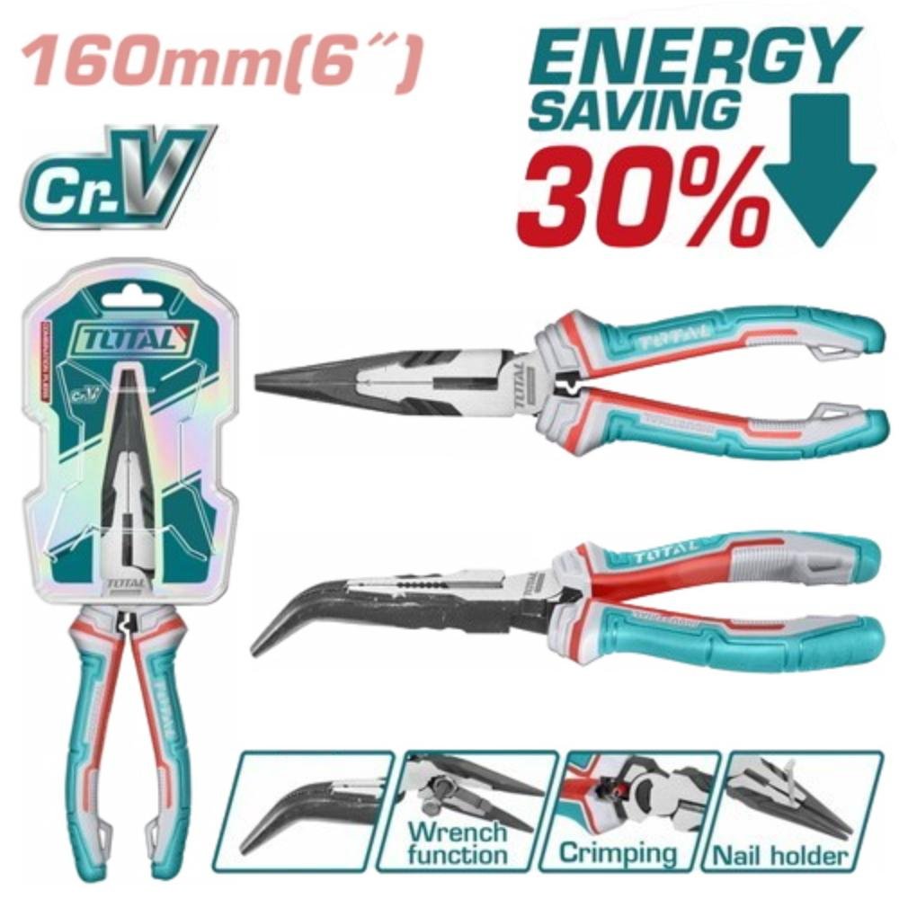 Πλατυτσίμπιδο με κυρτή μύτη Total THT24616S 160mm υψηλής μόχλευσης 30% Cr-V