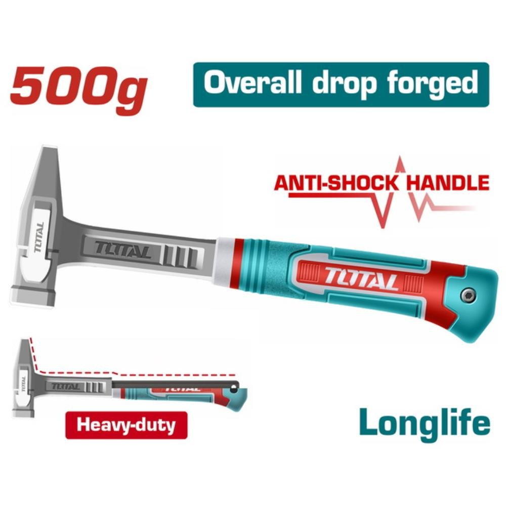 Σφυρί Total 500gr THMH62500L με σφυρήλατη κεφαλή και ανθεκτική λαβή.