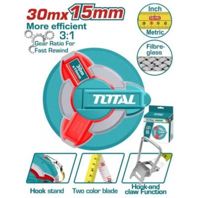 Μετροταινία Fibreglass Total 30m TMTF18306 για επαγγελματικές μετρήσεις