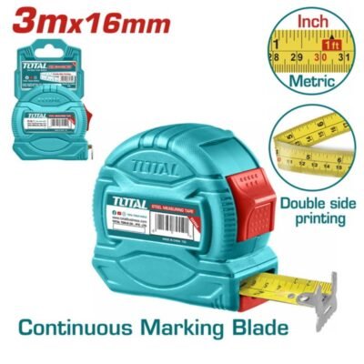 Μετροταινία Total 3m X 16mm TMT34316 για ακριβείς μετρήσεις και καθημερινή χρήση