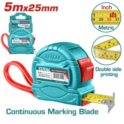 Μετροταινία Total 5m X 25mm TMT34525 για ακριβείς μετρήσεις και επαγγελματική χρήση