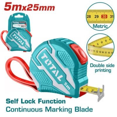 Μετροταινία Total 5m X 25mm TMT126252M με Self Lock και ανθεκτικό περίβλημα για ακριβείς μετρήσεις.
