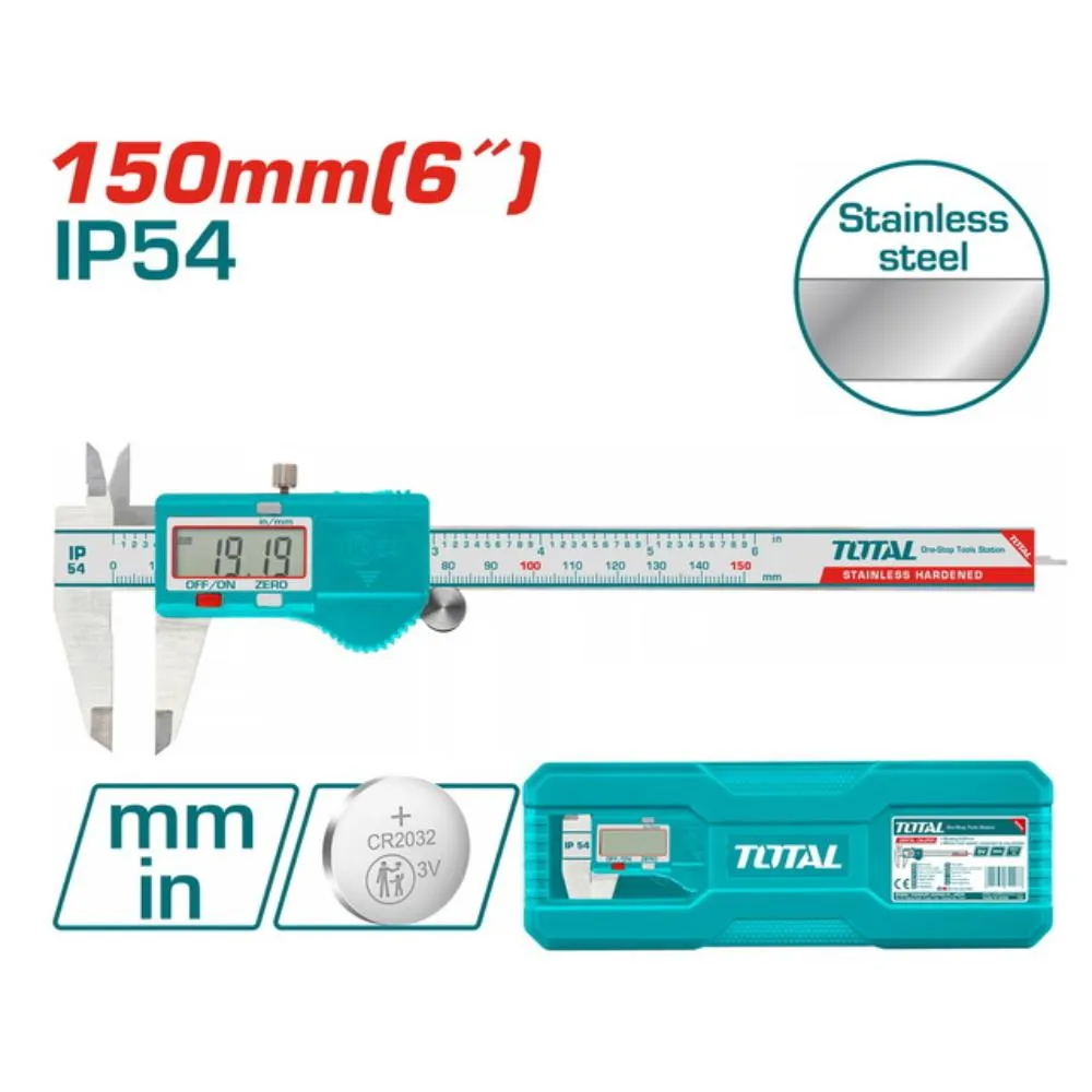 TOTAL Παχύμετρο INOX Ψηφιακό 150mm TMT321506