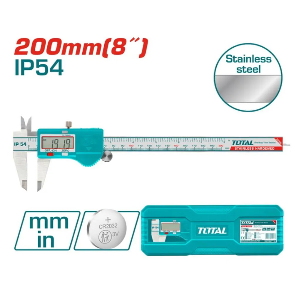 TOTAL Παχύμετρο INOX Ψηφιακό 200mm TMT322006