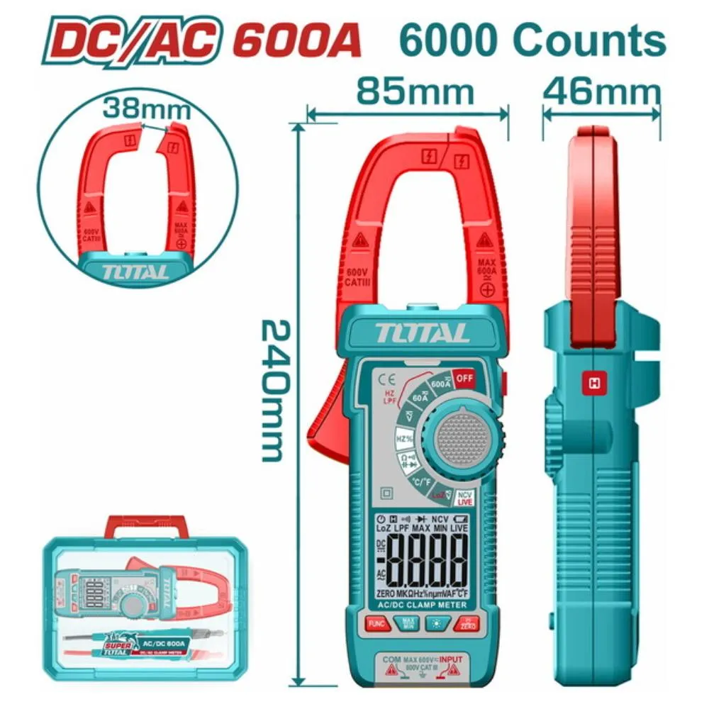 Αμπεροτσιμπίδα Total TMT766002 ψηφιακή 600A AC/DC True RMS