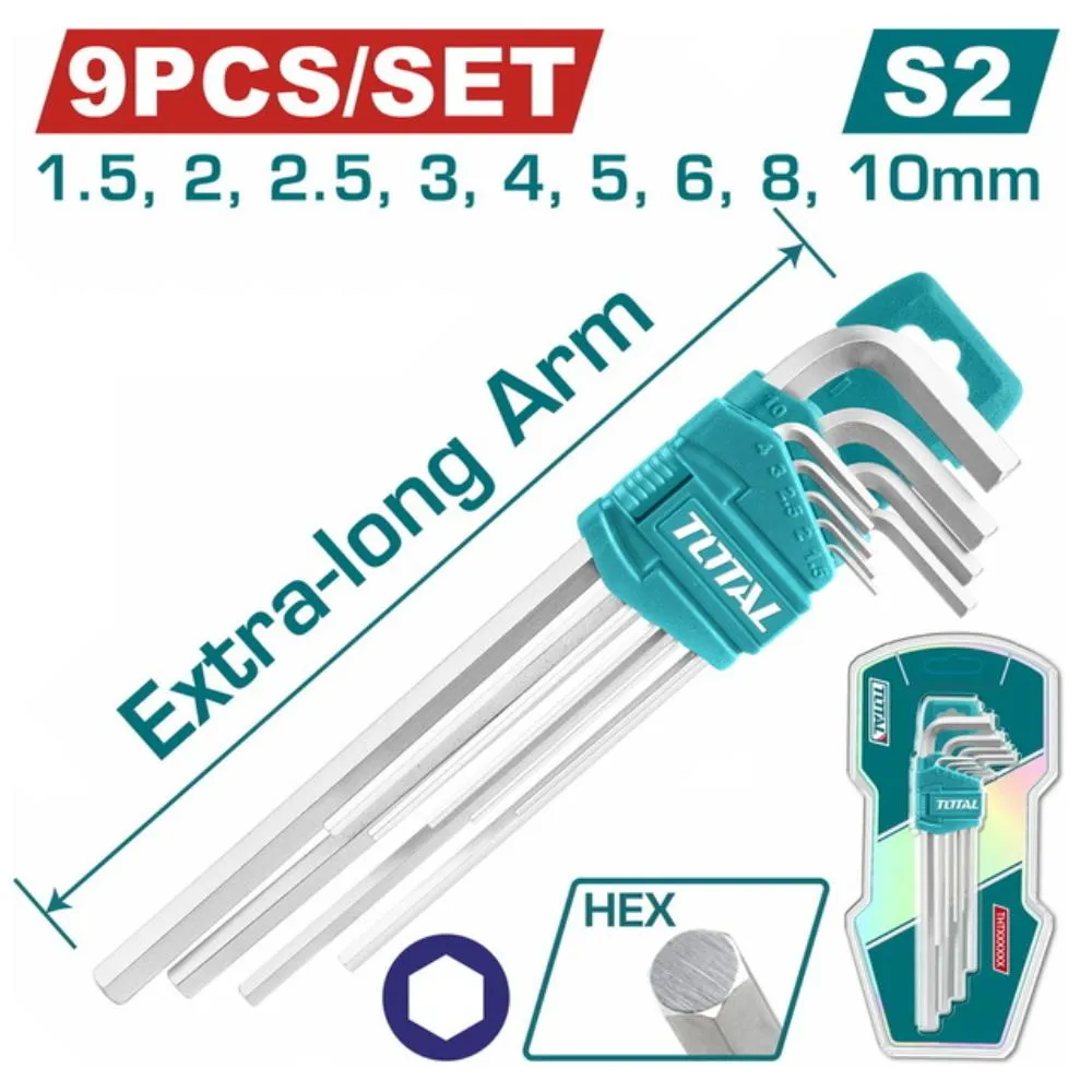 Κλειδιά Allen Total 9 Τεμ THT106192 1,5-10mm