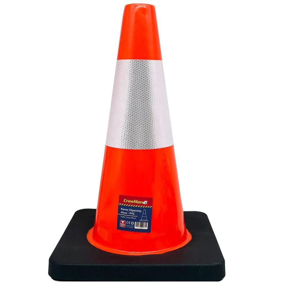 Κώνος Σήμανσης 45cm Cresman με μαύρη βάση