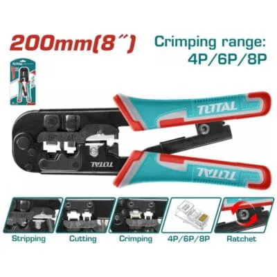 Πρέσα Ακροδεκτών Total TMPCN5468R 8" για πτύχωση, απογύμνωση και κοπή