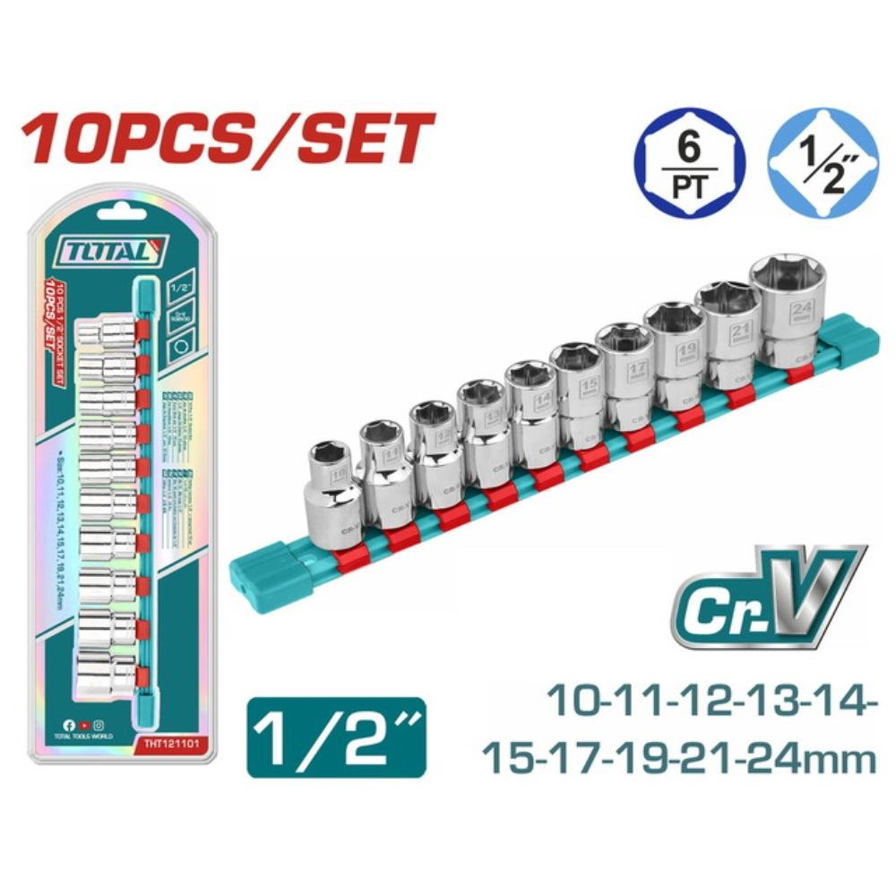 Σετ Καρυδάκια 1/2 Total 10 Τεμ από CrV Σετ Καρυδάκια 1/2 Total 10 Τεμ 10-24mm